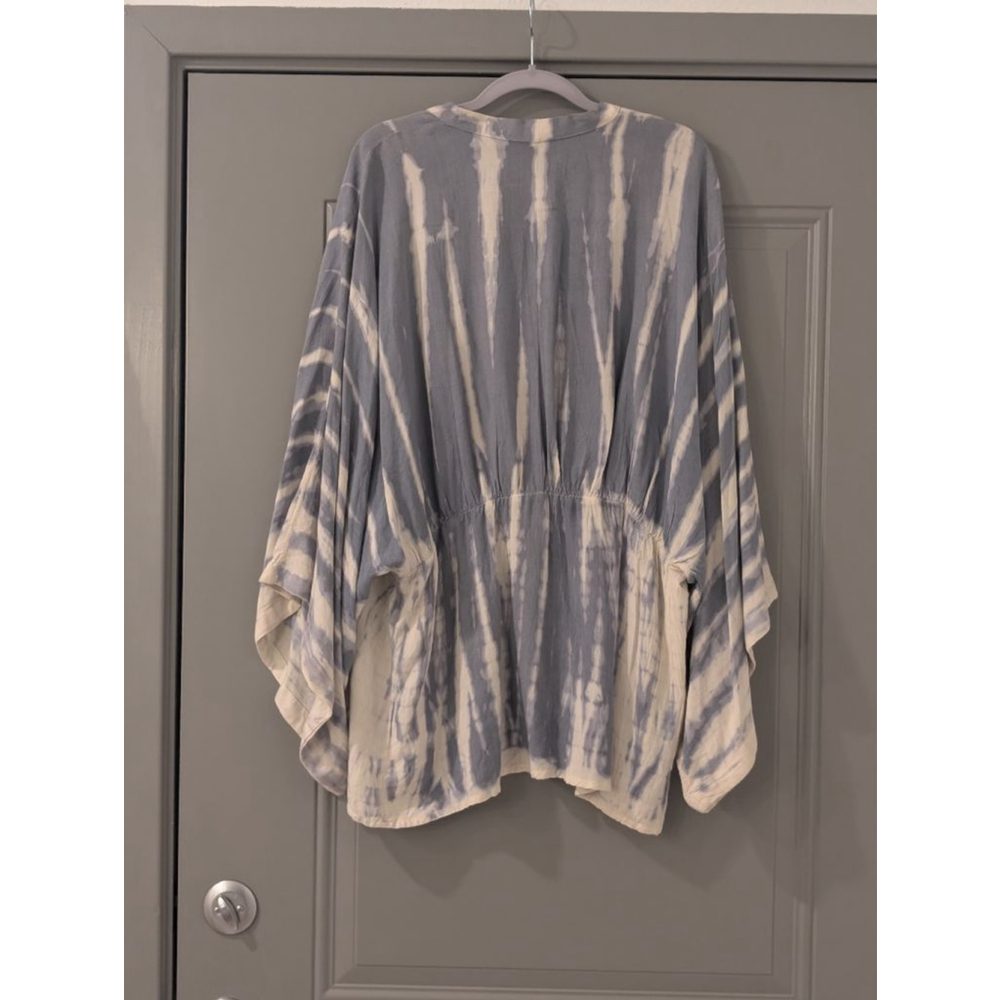 Women's STYLE ENVY Blue/grey & White Tie-Dye Shrug S - Picture 6 of 11